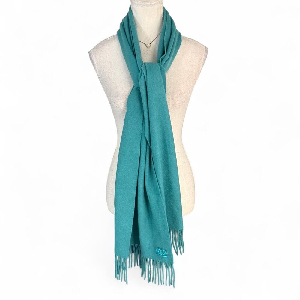 Coach Blue Y2K Fringe Detail Scarf perfect fall staple cashmere blend